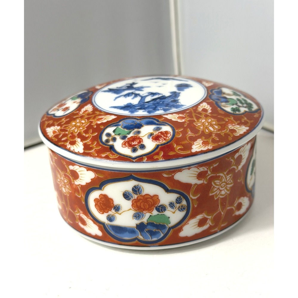 Vintage Takahashi Trinket Box Imari Porcelain Japan